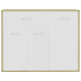 Sideboard White and Sonoma Oak 88x30x70 cm Engineered Wood