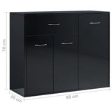 Sideboard High Gloss Black 88x30x70 cm Engineered Wood
