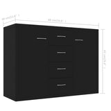 Sideboard Black 88x30x65 cm Engineered Wood - Rear View