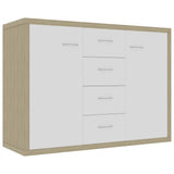 Sideboard White and Sonoma Oak 88x30x65 cm Engineered Wood