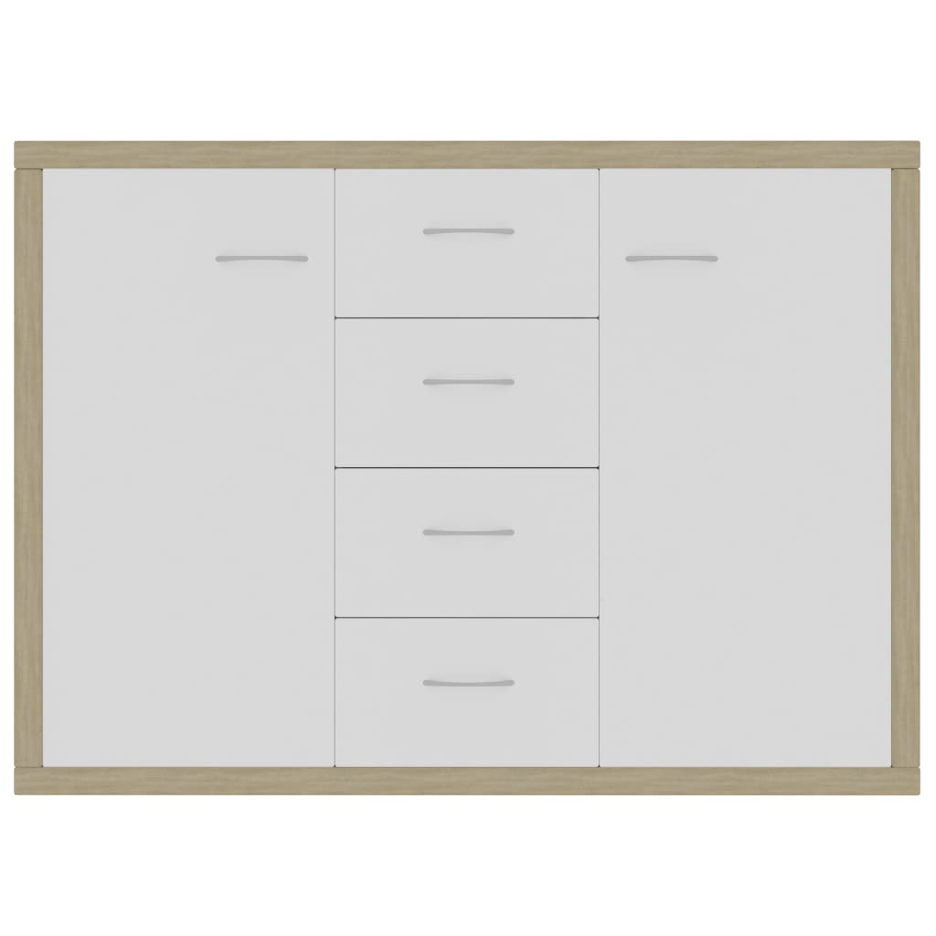 Sideboard White and Sonoma Oak 88x30x65 cm Engineered Wood