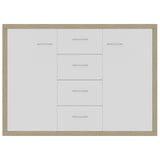 Sideboard White and Sonoma Oak 88x30x65 cm Engineered Wood