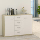 Sideboard White and Sonoma Oak 88x30x65 cm Engineered Wood