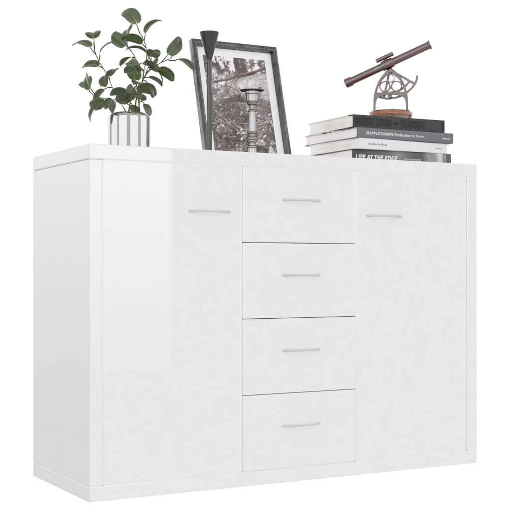 Sideboard High Gloss White 88x30x65 cm Engineered Wood