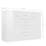 Sideboard High Gloss White 88x30x65 cm Engineered Wood - Rear View