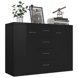 Sideboard High Gloss Black 88x30x65 cm Engineered Wood - Side View