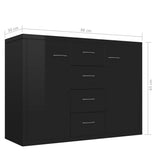 Sideboard High Gloss Black 88x30x65 cm Engineered Wood - Rear View
