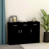 Sideboard Black 110x30x75 cm Engineered Wood - Front View