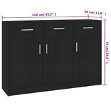 Sideboard Black 110x30x75 cm Engineered Wood