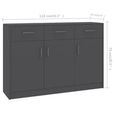 Sideboard Grey 110x30x75 cm Engineered Wood - Rear View