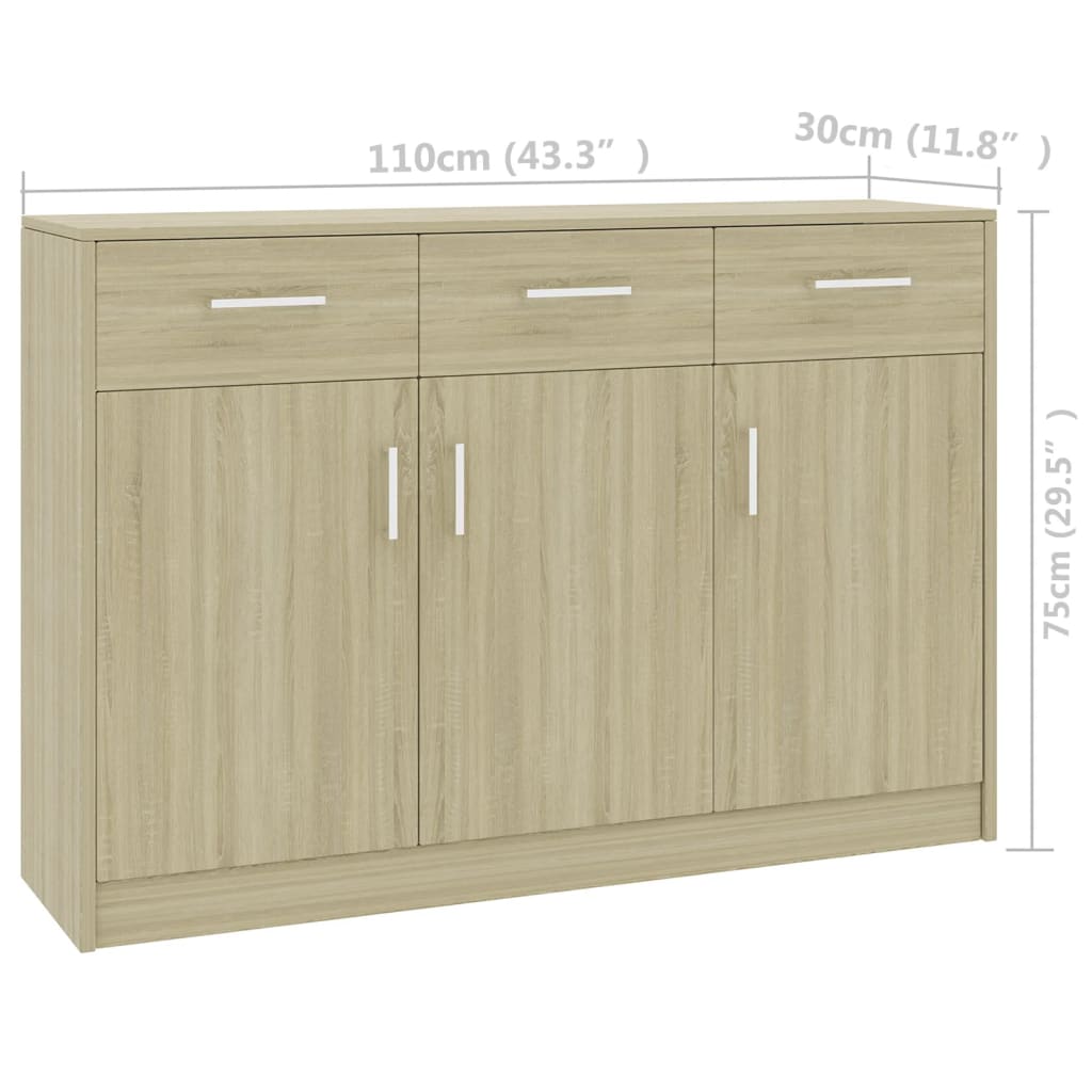 Sideboard Sonoma Oak 110x30x75 cm Engineered Wood