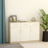 Sideboard White and Sonoma Oak 110x30x75 cm Engineered Wood
