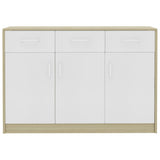 Sideboard White and Sonoma Oak 110x30x75 cm Engineered Wood - Top-Down View