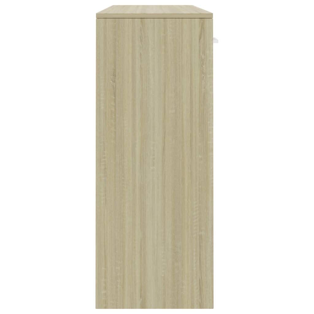 Sideboard White and Sonoma Oak 110x30x75 cm Engineered Wood