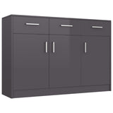 Sideboard High Gloss Grey 110x30x75 cm Engineered Wood - Front View