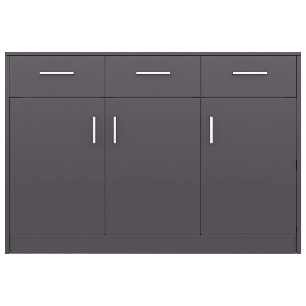 Sideboard High Gloss Grey 110x30x75 cm Engineered Wood