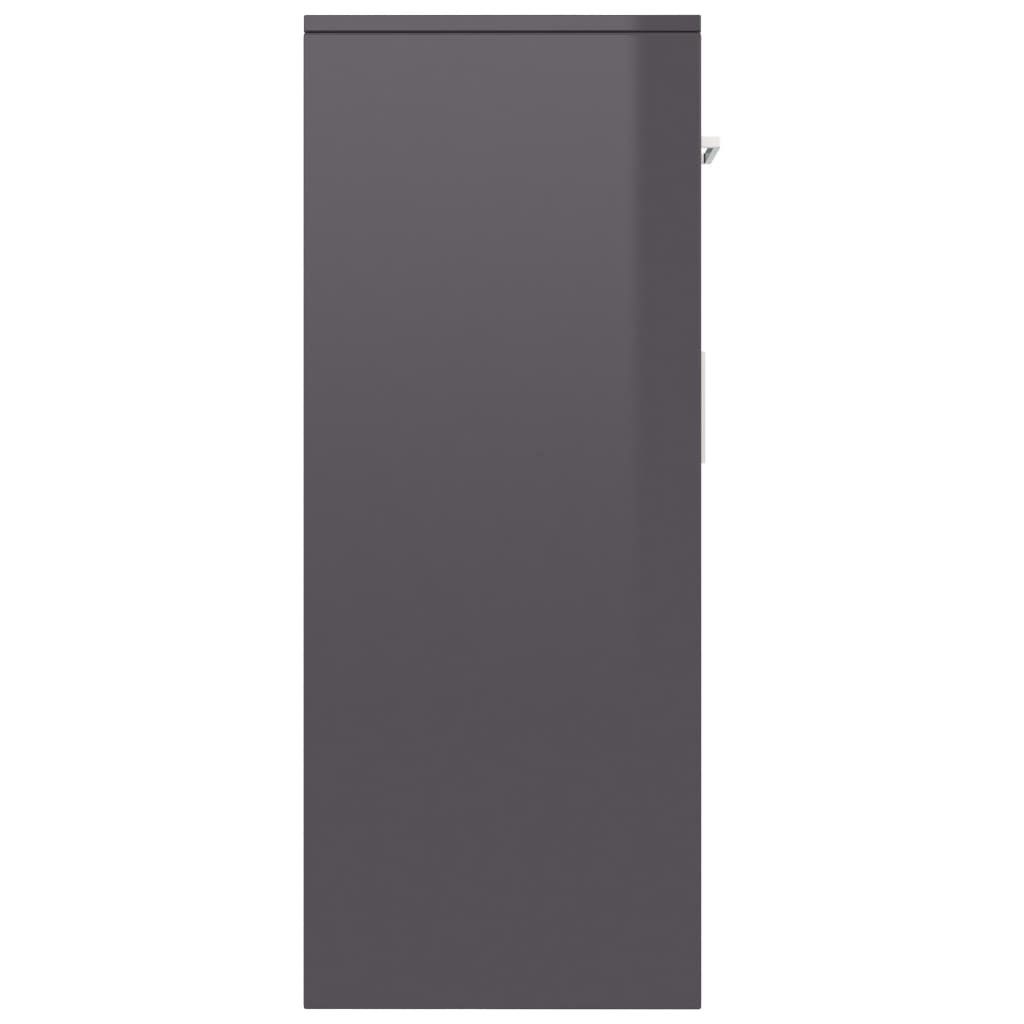Sideboard High Gloss Grey 110x30x75 cm Engineered Wood