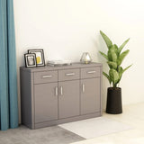 Sideboard High Gloss Grey 110x30x75 cm Engineered Wood