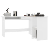 L-Shaped Corner Desk White 120x140x75 cm Engineered Wood - Side View
