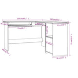 L-Shaped Corner Desk White 120x140x75 cm Engineered Wood - Rear View