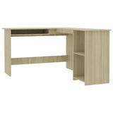 L-Shaped Corner Desk Sonoma Oak 120x140x75 cm Engineered Wood - Front View