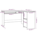 L-Shaped Corner Desk Concrete Grey 120x140x75 cm Engineered Wood