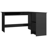 L-Shaped Corner Desk High Gloss Black 120x140x75 cm Engineered Wood - Front View