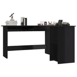 L-Shaped Corner Desk High Gloss Black 120x140x75 cm Engineered Wood - Side View