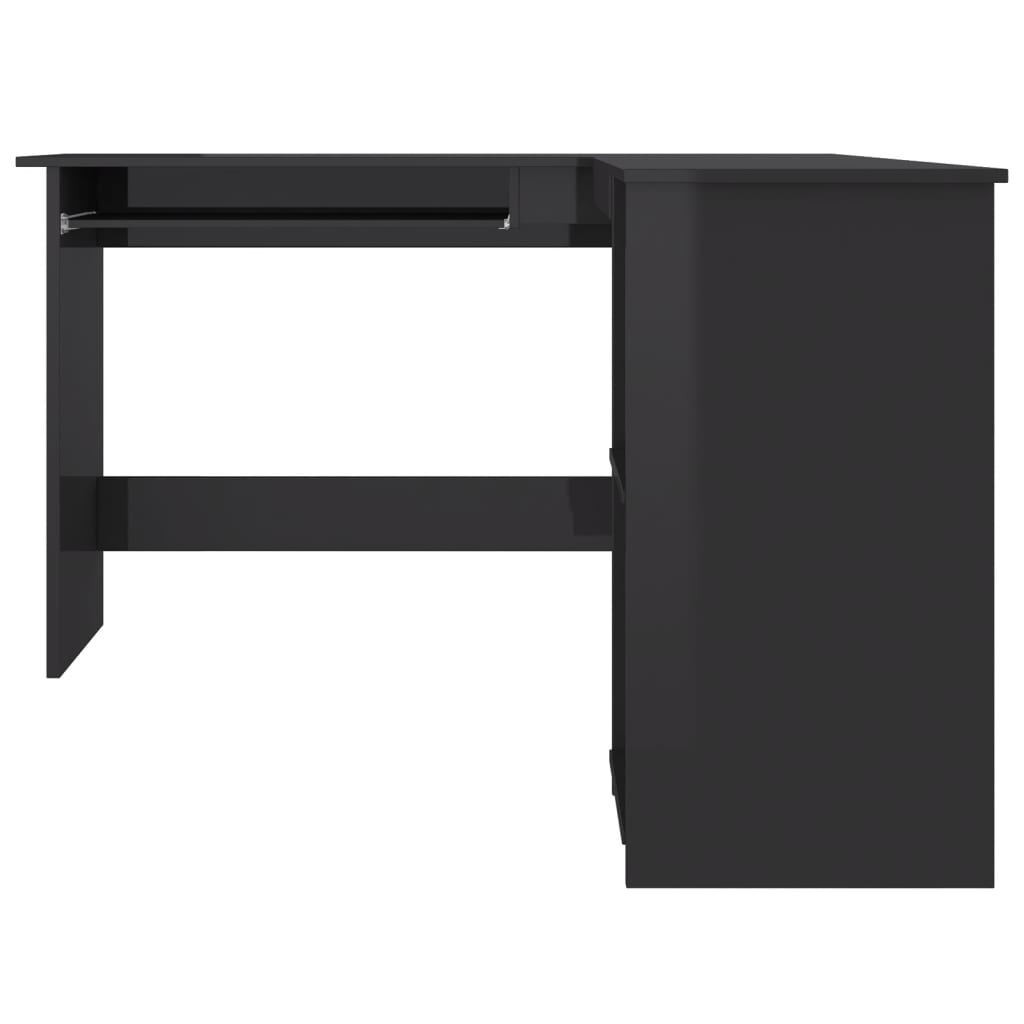 L-Shaped Corner Desk High Gloss Black 120x140x75 cm Engineered Wood