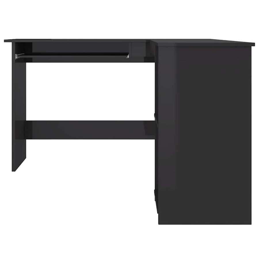 L-Shaped Corner Desk High Gloss Black 120x140x75 cm