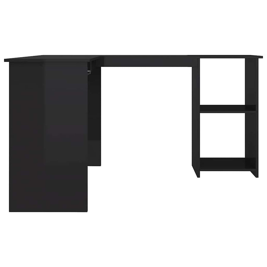 L-Shaped Corner Desk High Gloss Black 120x140x75 cm