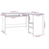 L-Shaped Corner Desk High Gloss Black 120x140x75 cm Engineered Wood
