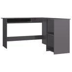 L-Shaped Corner Desk High Gloss Grey 120x140x75 cm Engineered Wood
