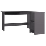 L-Shaped Corner Desk High Gloss Grey 120x140x75 cm Engineered Wood - Front View