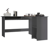 L-Shaped Corner Desk High Gloss Grey 120x140x75 cm Engineered Wood
