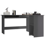 L-Shaped Corner Desk High Gloss Grey 120x140x75 cm Engineered Wood