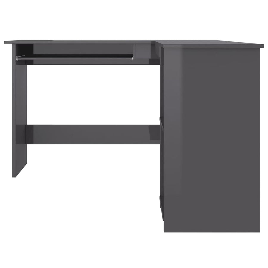 L-Shaped Corner Desk High Gloss Grey 120x140x75 cm Engineered Wood