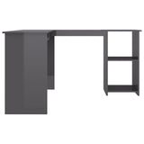 L-Shaped Corner Desk High Gloss Grey 120x140x75 cm Engineered Wood - 45-Degree Angle