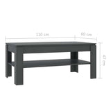 Coffee Table Grey 110x60x47 cm Engineered Wood
