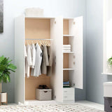 3-Door Wardrobe White 120x50x180 cm Engineered Wood