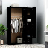 3-Door Wardrobe Black 120x50x180 cm Engineered Wood