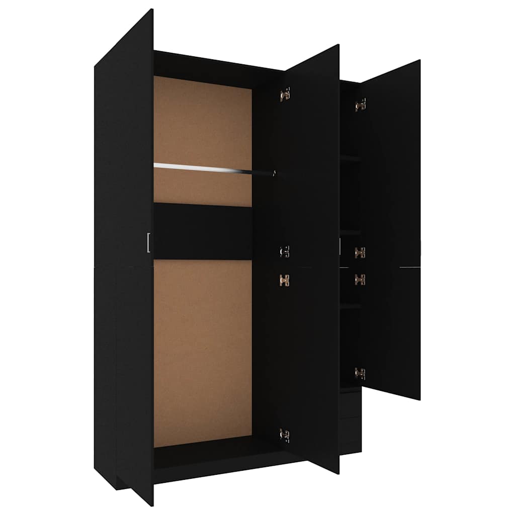3-Door Wardrobe Black 120x50x180 cm Engineered Wood