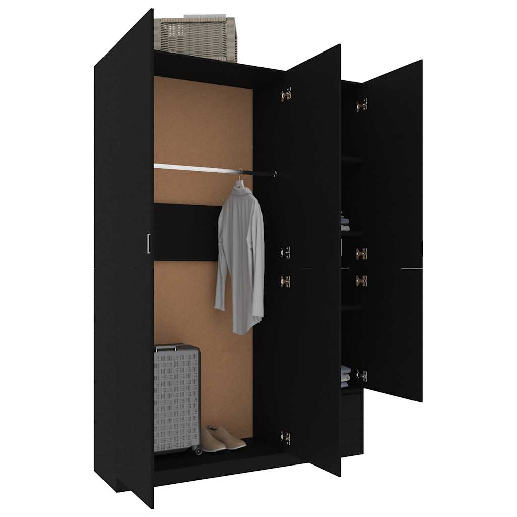 3-Door Wardrobe Black 120x50x180 cm Engineered Wood