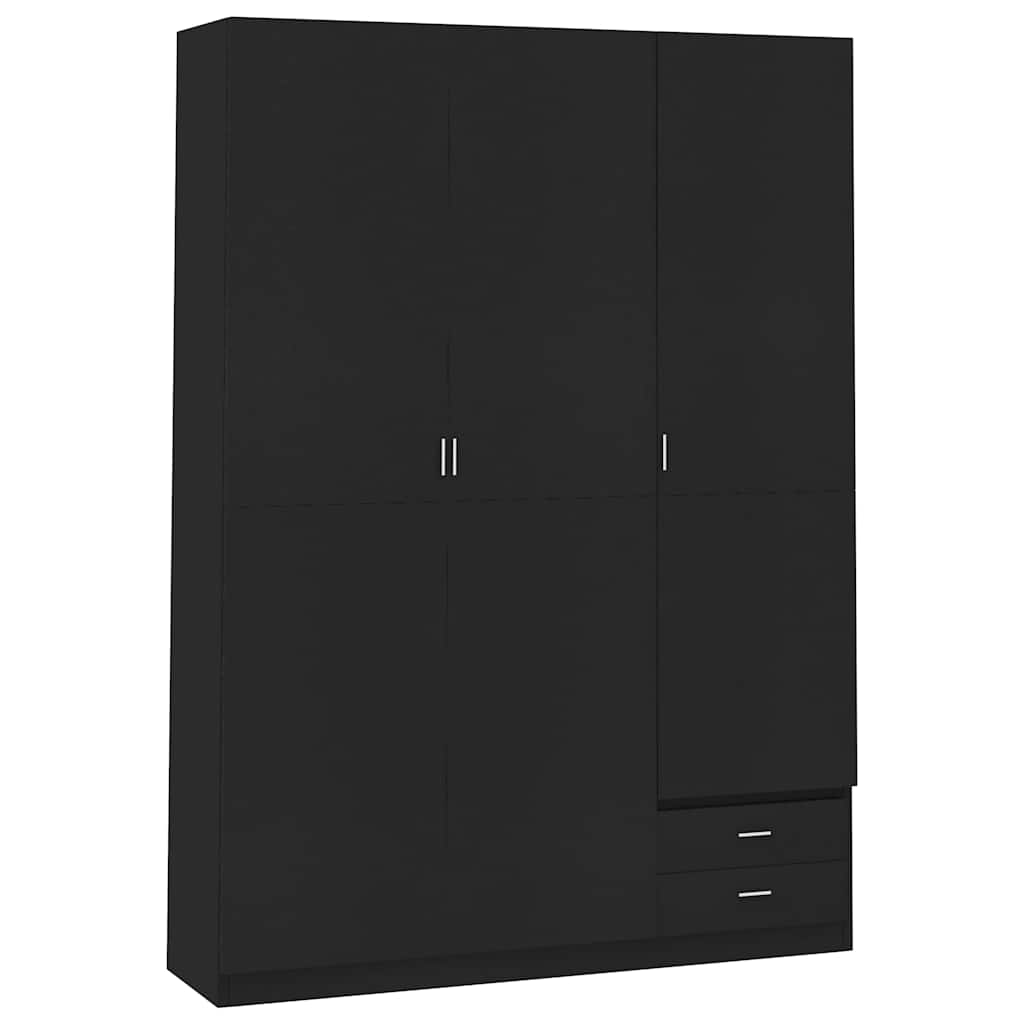 3-Door Wardrobe Black 120x50x180 cm Engineered Wood