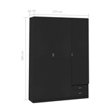 3-Door Wardrobe Black 120x50x180 cm Engineered Wood