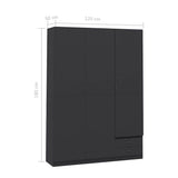3-Door Wardrobe Grey 120x50x180 cm Engineered Wood - Close-Up Angle