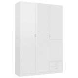 3-Door Wardrobe High Gloss White 120x50x180 cm Engineered Wood