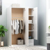 3-Door Wardrobe High Gloss White 120x50x180 cm Engineered Wood - Front View