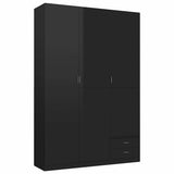 3-Door Wardrobe High Gloss Black 120x50x180 cm Engineered Wood