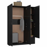 3-Door Wardrobe High Gloss Black 120x50x180 cm Engineered Wood